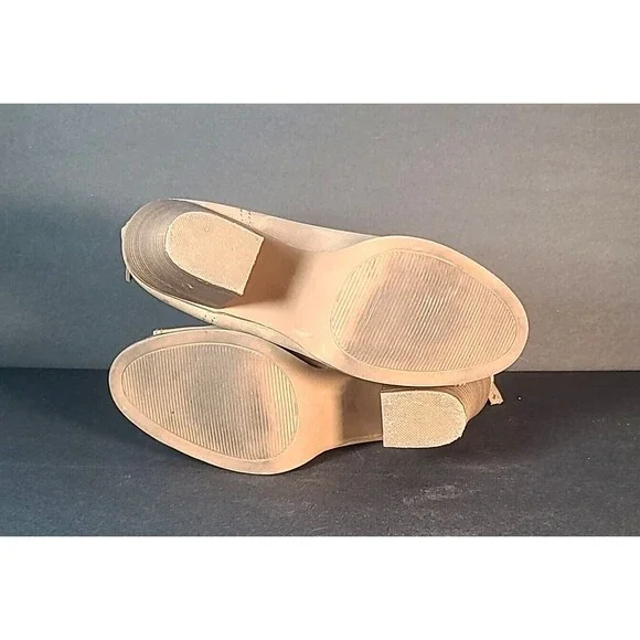 Steve Madden Boots Womens 9M Beige Open Toe Block Heel Leather Faux Snakeskin - Picture 10 of 11